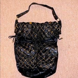 Unique Black & Gold Drawstring Tote Bag